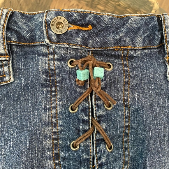 Route 66 faded Stretch Denim short skirt - Picture 8 of 9